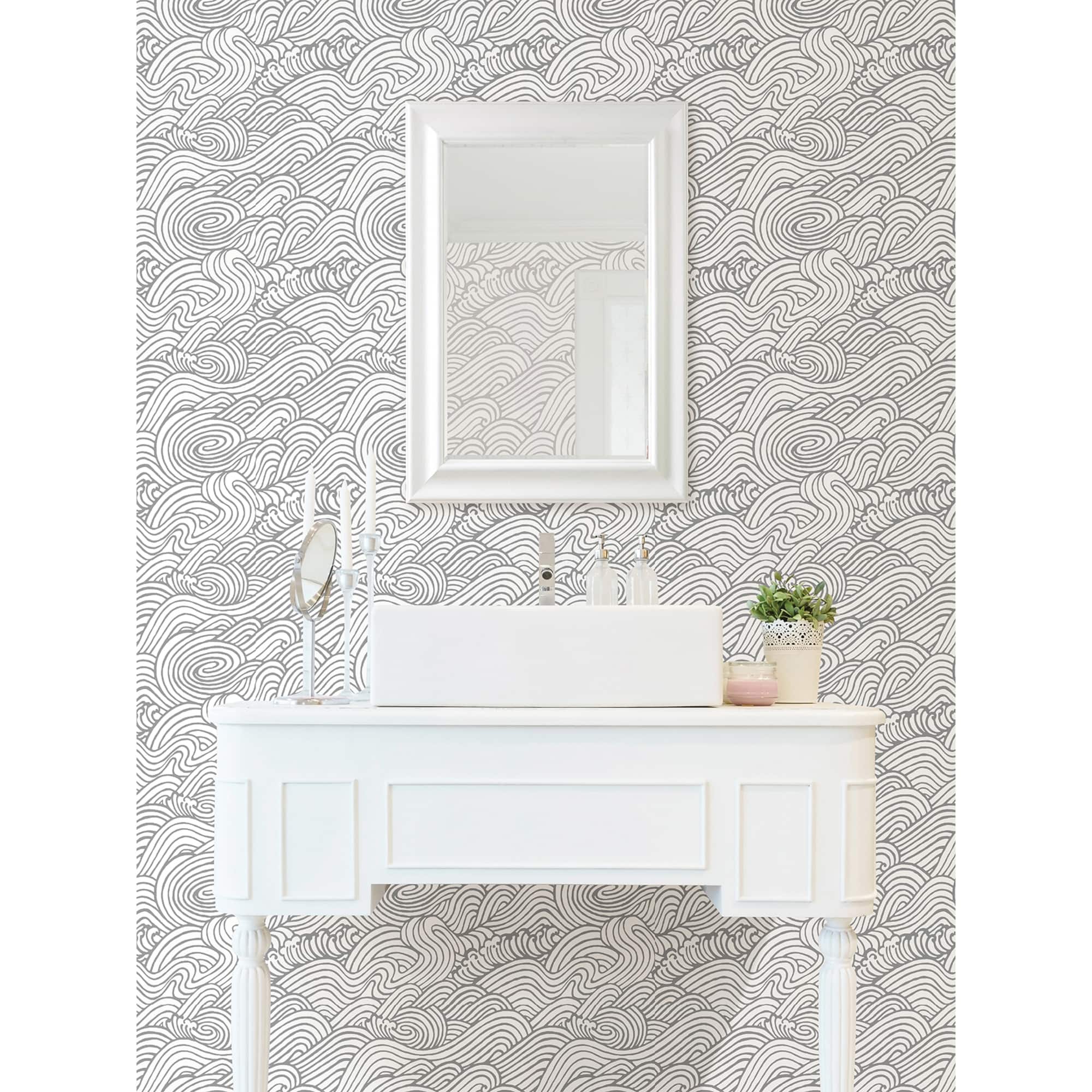 NuWallpaper Gray Saybrook Peel & Stick Wallpaper